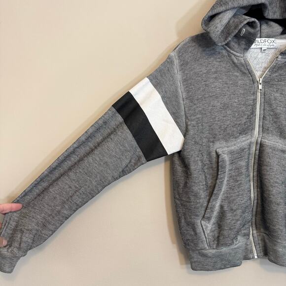 Wild Fox Perfect Sunny Day Sommers Sweatshirt Women XS Gray Hooded Full Zip USA - Picture 10 of 10